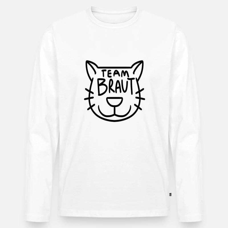 Team Braut Katze - Männer Premium Bio Langarmshirt - Weiß