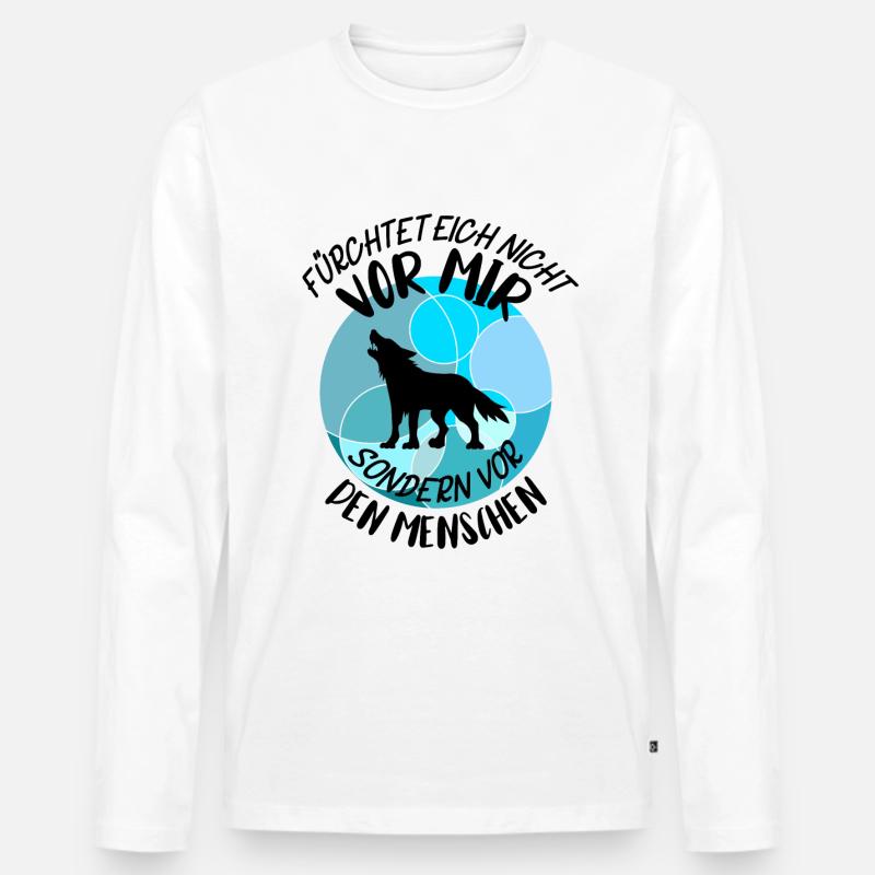 Wolf Wölfe Wolfsrudel - Männer Premium Bio Langarmshirt - Weiß