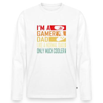 Gamer Dad Funny Gift for Fathers Cool Vintage Dad' - Men's Premium Organic Long Sleeve Shirt - white - Front - Nico (187cm)