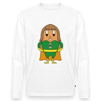 Superheldin Ei - Männer Premium Bio Langarmshirt - Weiß - Vorne - Nico (187cm)