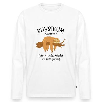 Physikum geschafft!!! Medizinstudent Universität - Männer Premium Bio Langarmshirt - Weiß - Vorne - Nico (187cm)