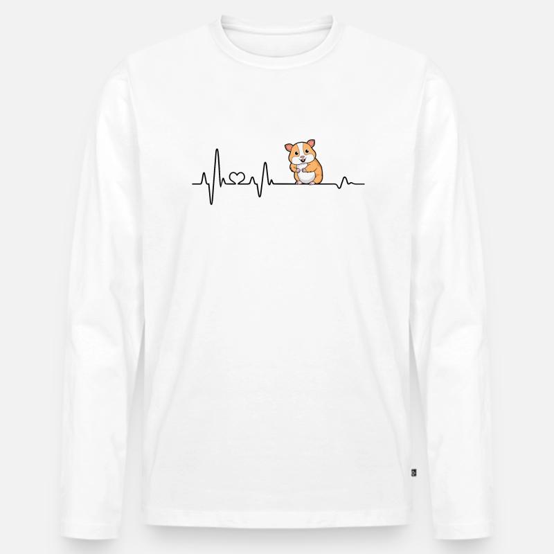 Herzschlag Hamster - Männer Premium Bio Langarmshirt - Weiß