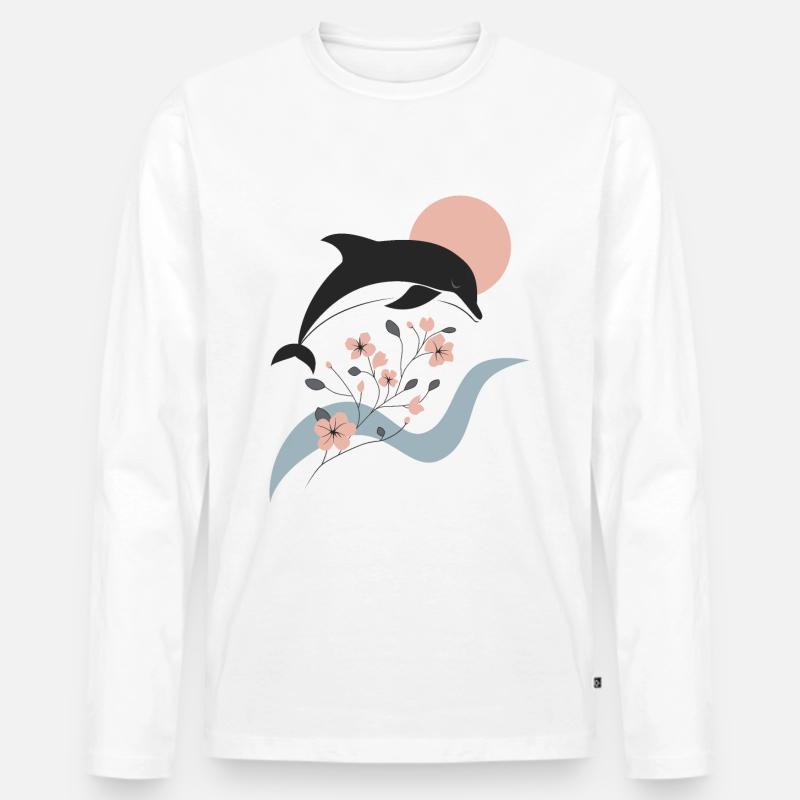 Eleganter Delfin - Männer Premium Bio Langarmshirt - Weiß