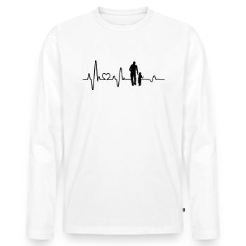 Bester Papa Vater und Sohn Hand in Hand Herzschlag - Männer Premium Bio Langarmshirt - Weiß - Vorne - Nico (187cm)