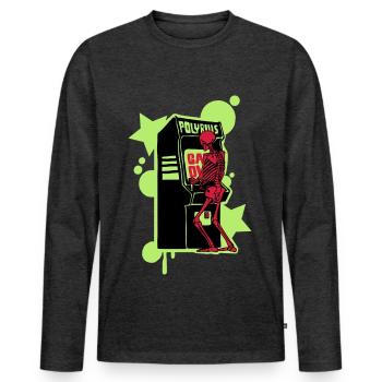 Hi-score - Men's Premium Organic Long Sleeve Shirt - heather anthracite - Front - Nico (187cm)
