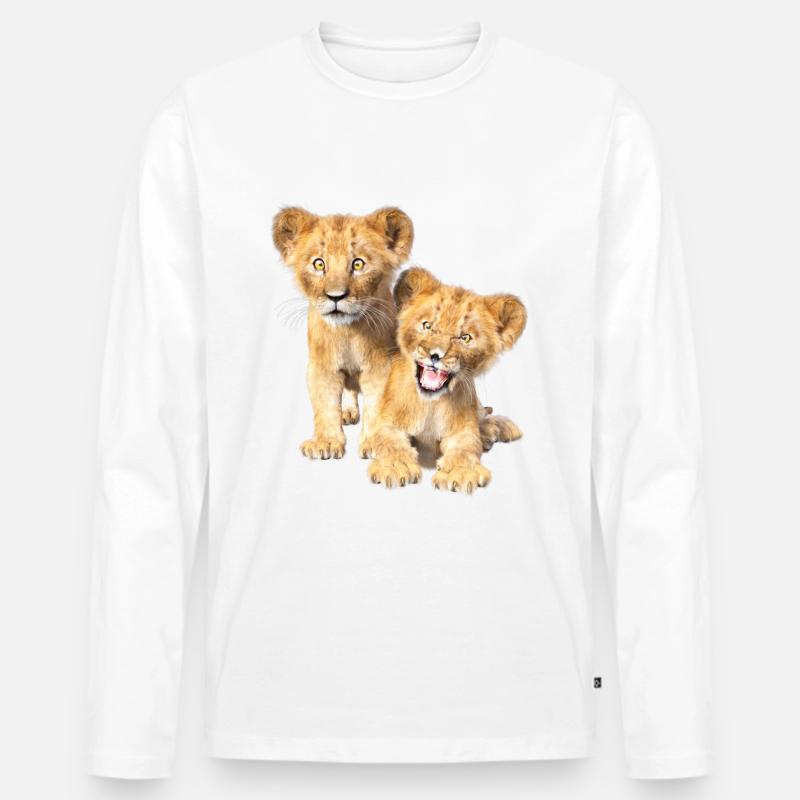 Löwe - Männer Premium Bio Langarmshirt - Weiß