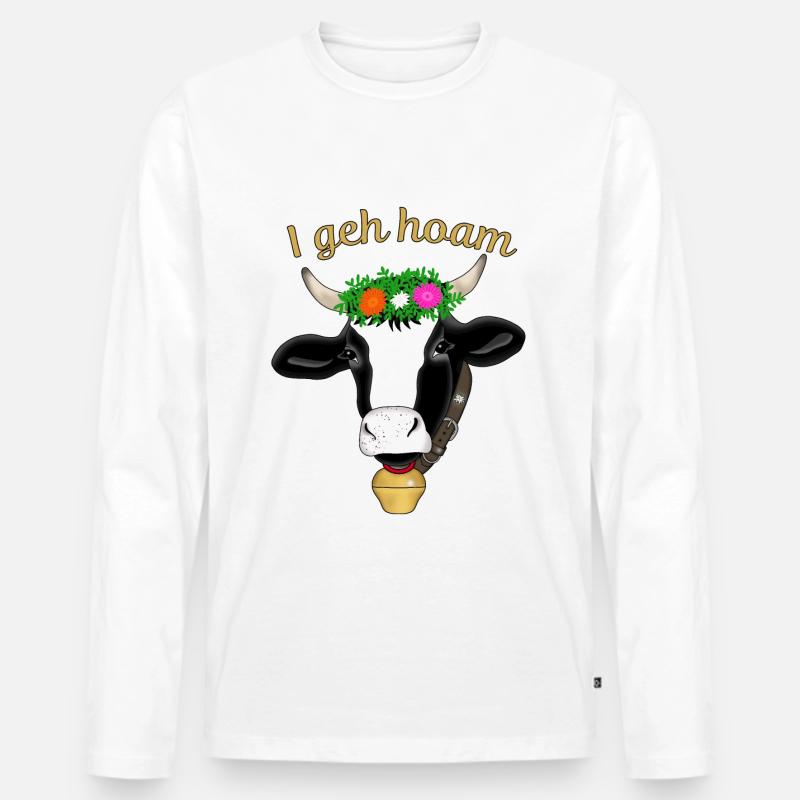 Almabtrieb Kühe - Männer Premium Bio Langarmshirt - Weiß