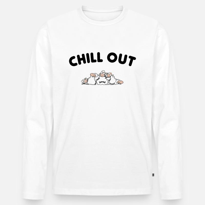 Chill Out Schafe - Männer Premium Bio Langarmshirt - Weiß