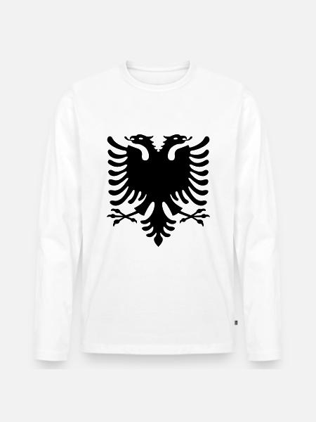 Albanische Flagge / Albanischer Adler / Shqiponja - Männer Premium Bio Langarmshirt - Weiß