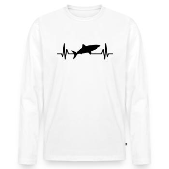 Battement de cœur de requin Aileron de requin - T-shirt manches longues Premium bio Homme - blanc - Devant - Nico (187cm)