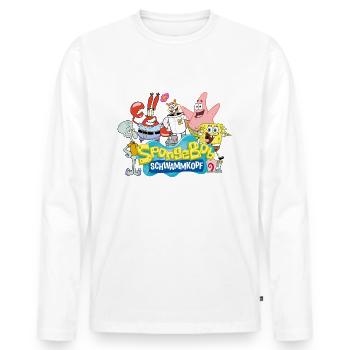 Bob l'Éponge Logo Patrick Thaddäus Krabs - T-shirt manches longues Premium bio Homme - blanc - Devant - Nico (187cm)