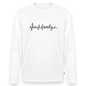 I love my family Herzschlag Vater Mutter Kind Herz - Männer Premium Bio Langarmshirt - Weiß - Vorne - Nico (187cm)