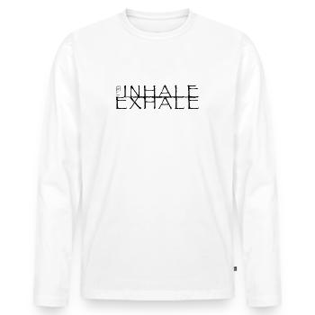 Yoga Zen Inhale Exhale - T-shirt manches longues Premium bio Homme - blanc - Devant - Nico (187cm)