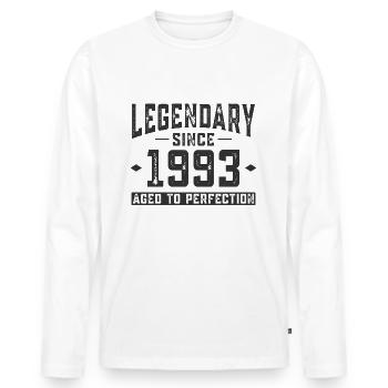 Legendär seit 1993 - Männer Premium Bio Langarmshirt - Weiß - Vorne - Nico (187cm)