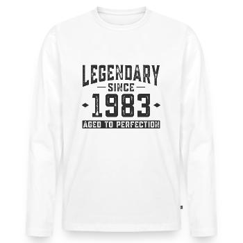 Legendär seit 1983 - Männer Premium Bio Langarmshirt - Weiß - Vorne - Nico (187cm)