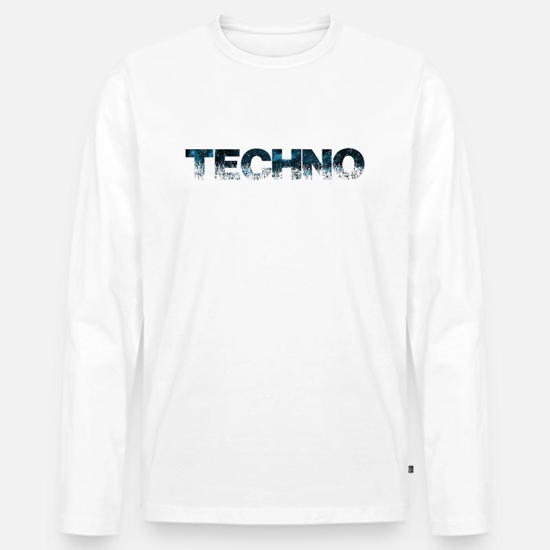 Techno Music | Rough Distressed Design - Männer Premium Bio Langarmshirt - Weiß