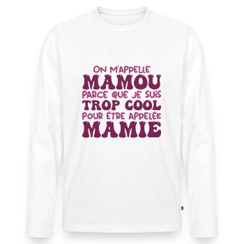 On m'appelle Mamou parce que je suis cool, Mamie - T-shirt manches longues Premium bio Homme - blanc - Devant - Nico (187cm)