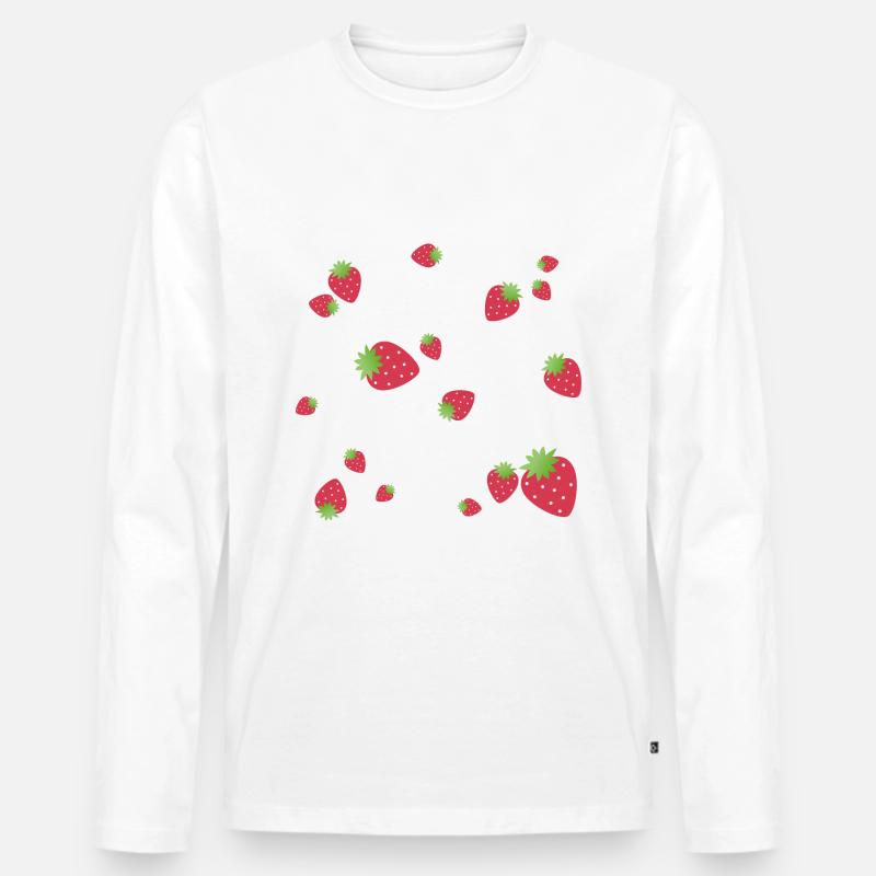 Erdbeeren - Männer Premium Bio Langarmshirt - Weiß