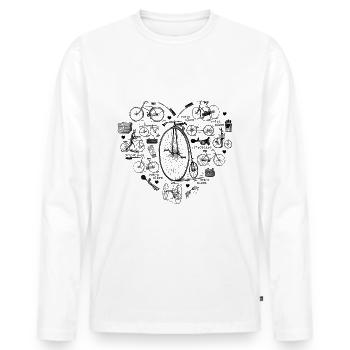 Bicycle Retro Wheel Heart High Wheel - Men's Premium Organic Long Sleeve Shirt - white - Front - Nico (187cm)