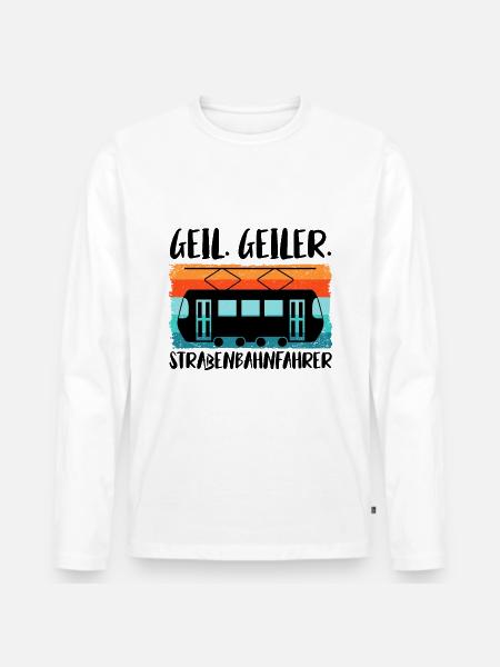 Straßenbahnfahrer Straßenbahn Stadtbahn Tram - Männer Premium Bio Langarmshirt - Weiß