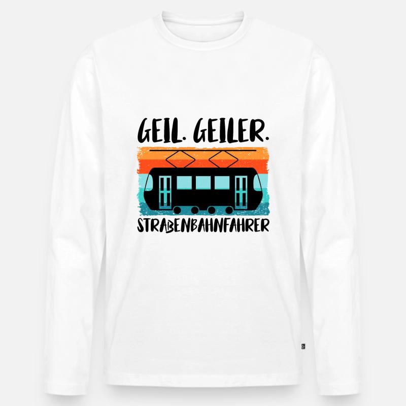 Straßenbahnfahrer Straßenbahn Stadtbahn Tram - Männer Premium Bio Langarmshirt - Weiß