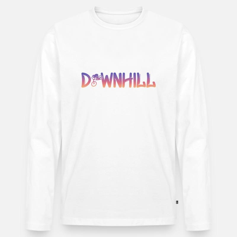 Downhill mit Biker - Männer Premium Bio Langarmshirt - Weiß