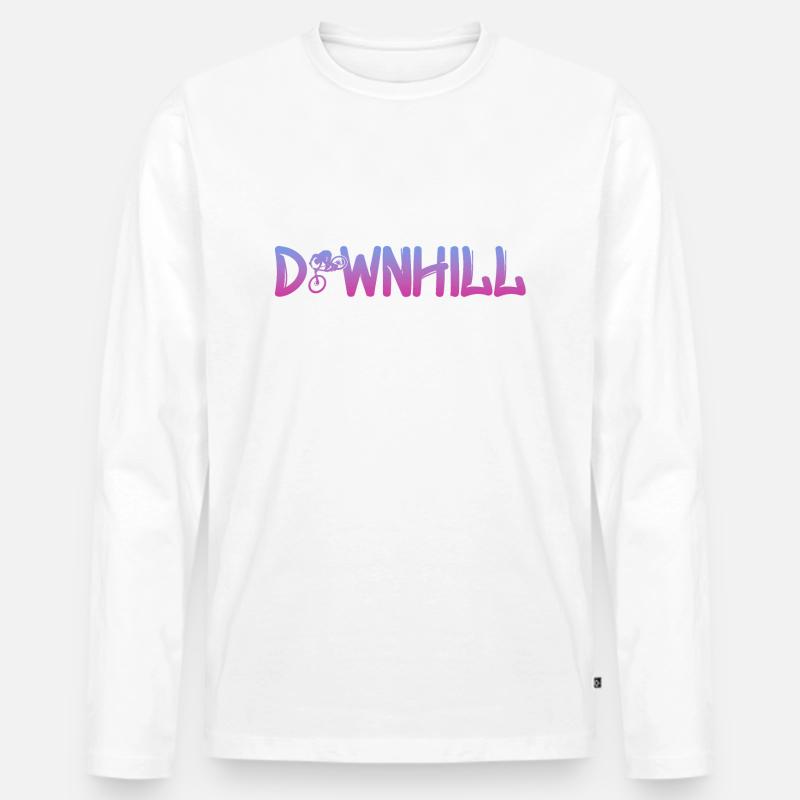 Downhill mit Biker - Männer Premium Bio Langarmshirt - Weiß