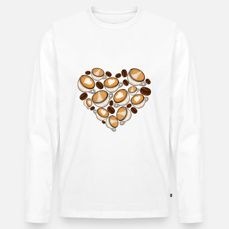 Kaffee Herz - Männer Premium Bio Langarmshirt - undefined