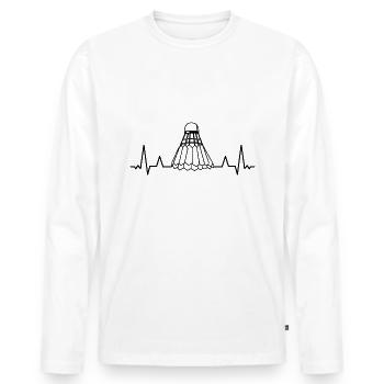 Badminton Heartbeat Badminton - Men's Premium Organic Long Sleeve Shirt - white - Front - Nico (187cm)