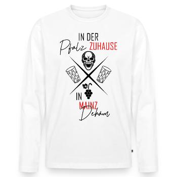 In Mainz dehäm - Männer Premium Bio Langarmshirt - Weiß - Vorne - Nico (187cm)