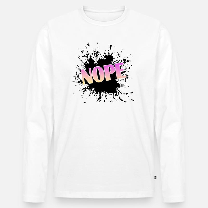 Nope - Männer Premium Bio Langarmshirt - Weiß