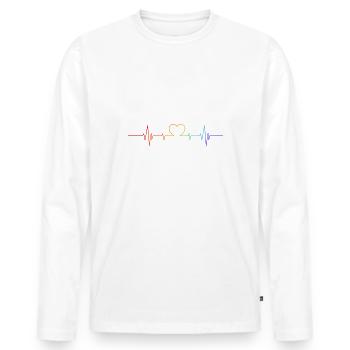 LGBT Heartbeat - Männer Premium Bio Langarmshirt - Weiß - Vorne - Nico (187cm)