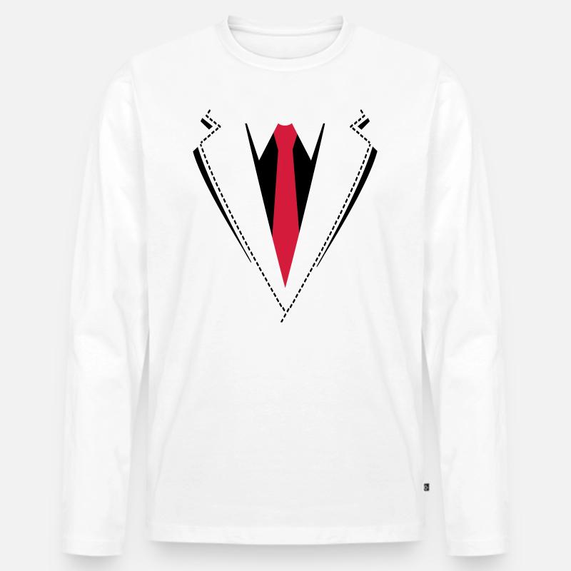 Fliege oder Krawatte Kostüm. - Männer Premium Bio Langarmshirt - Weiß