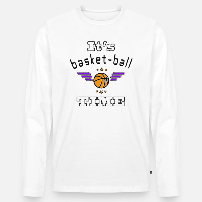 It's Basket_ball Time!! - Männer Premium Bio Langarmshirt - Weiß