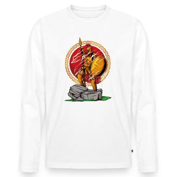 Victorious Spartan warrior - heroic pose - Men's Premium Organic Long Sleeve Shirt - white - Front - Nico (187cm)