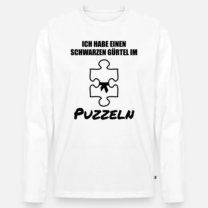 Puzzle Puzzlespiele Liebhaber Spruch Geschenk - Männer Premium Bio Langarmshirt - Weiß