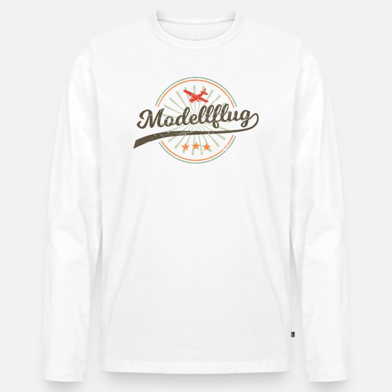 Modellflug Modellbauer Flugzeug Geschenk Retro - Männer Premium Bio Langarmshirt - Weiß
