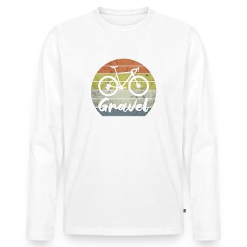 GRAVEL BIKE Cyclocross Retro Vintage Gravel Biker - T-shirt manches longues Premium bio Homme - blanc - Devant - Nico (187cm)