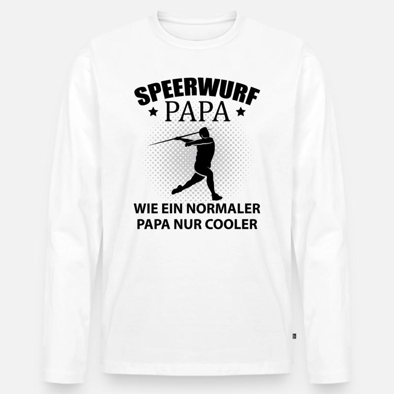 Speerwerfen Speerwurf Speerwerfer Papa Geschenk - Männer Premium Bio Langarmshirt - Weiß