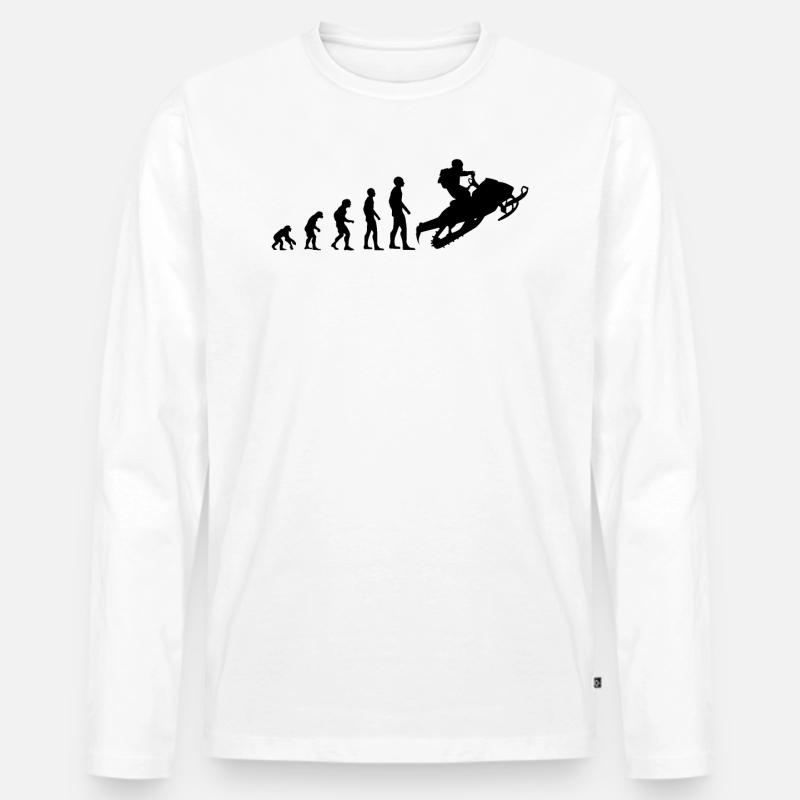Motorschlitten Schneemobil Evolution Geschenk - Männer Premium Bio Langarmshirt - Weiß