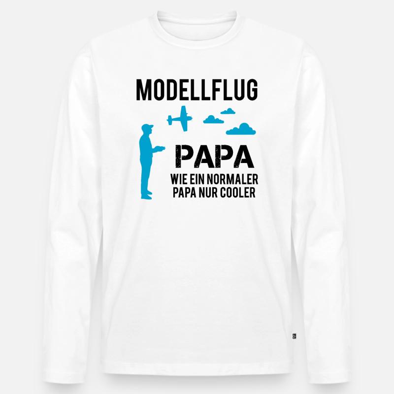 RC Flugzeug Modellflug Papa Vater Herren Geschenk - Männer Premium Bio Langarmshirt - Weiß