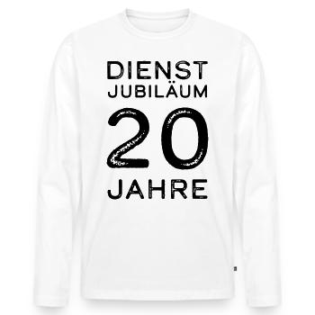 Dienstjubiläum 20 Jahre Firmenjubiläum Geschenk - Männer Premium Bio Langarmshirt - Weiß - Vorne - Nico (187cm)