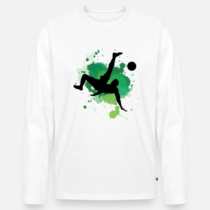 Fußball - Männer Premium Bio Langarmshirt - Weiß