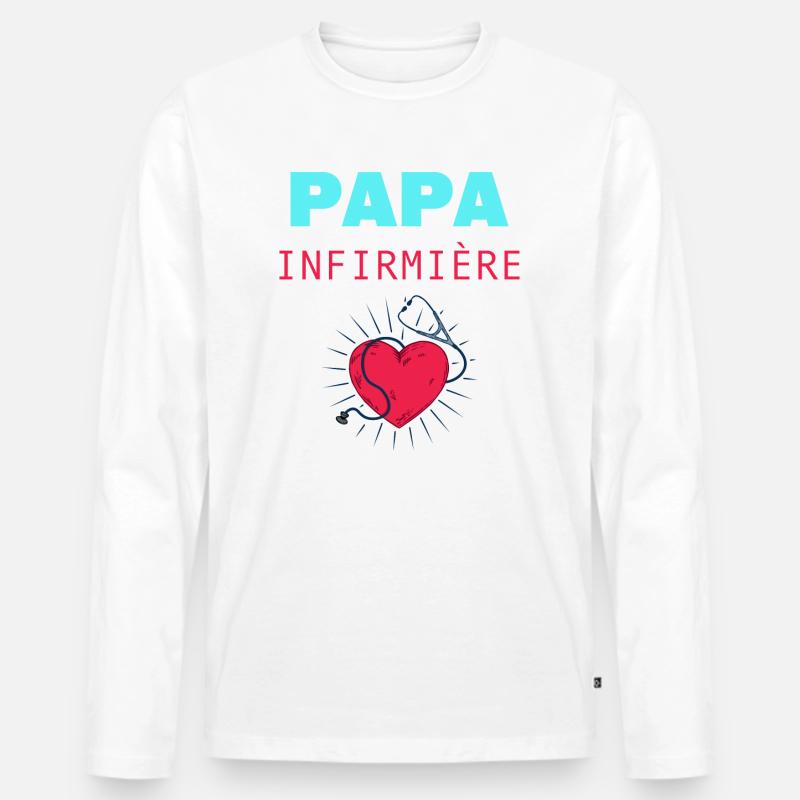 STOLZER VATER EINER KRANKENSCHWESTER - Männer Premium Bio Langarmshirt - Weiß