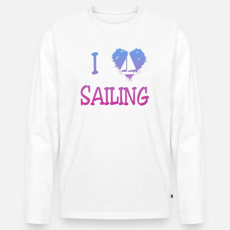 i love sailing - Männer Premium Bio Langarmshirt - Weiß