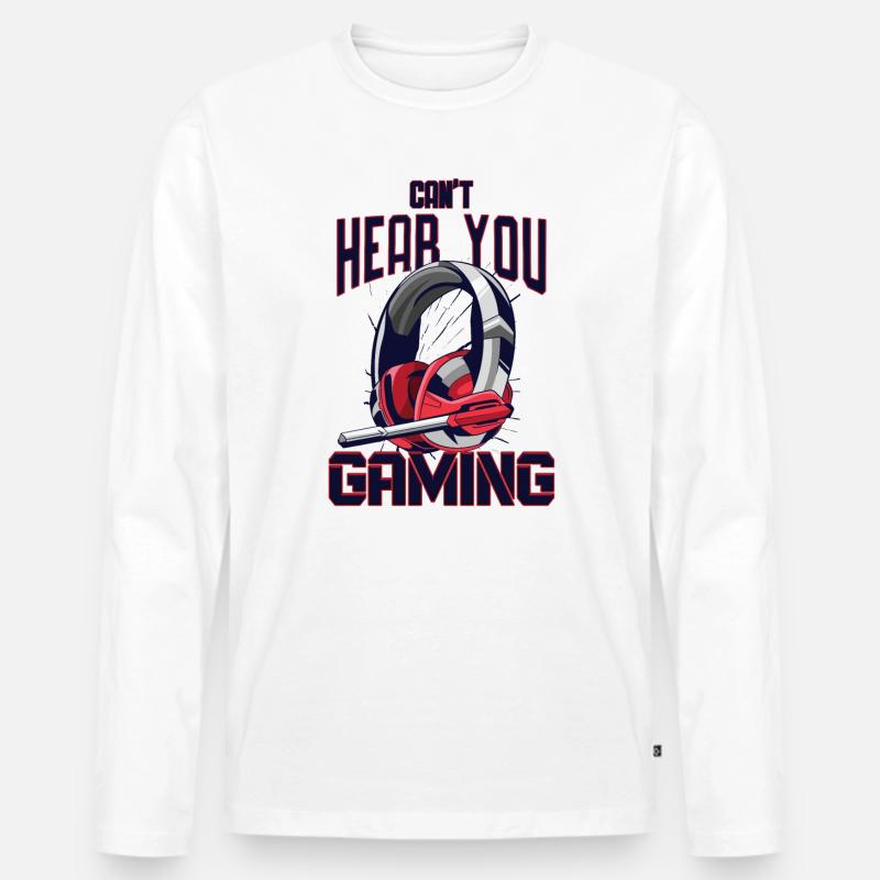 Gaming-Design mit Headset - Männer Premium Bio Langarmshirt - Weiß