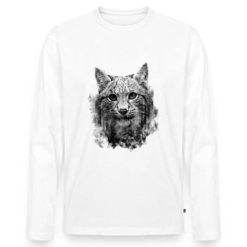 Cat Lynx - Cool Double Exposure Design - Men's Premium Organic Long Sleeve Shirt - white - Front - Nico (187cm)