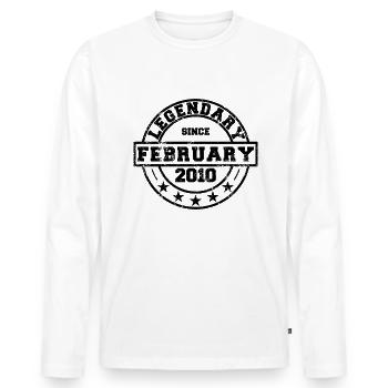 Légendaire depuis février 2010 - Anniversaire - T-shirt manches longues Premium bio Homme - blanc - Devant - Nico (187cm)
