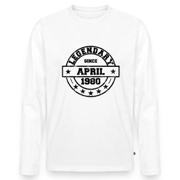 Legendary since April 1980 - Geburtstag - Männer Premium Bio Langarmshirt - Weiß - Vorne - Nico (187cm)