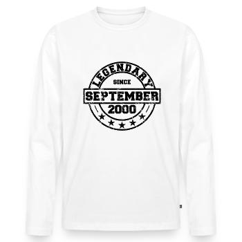 Legendary since September 2000 - Birthday - Men's Premium Organic Long Sleeve Shirt - white - Front - Nico (187cm)
